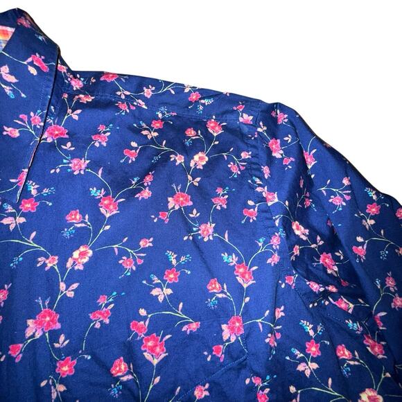 Alan Flusser Shirt Men’s XXL Blue Pink Button Up Floral Long Sleeve EUC - Picture 6 of 10